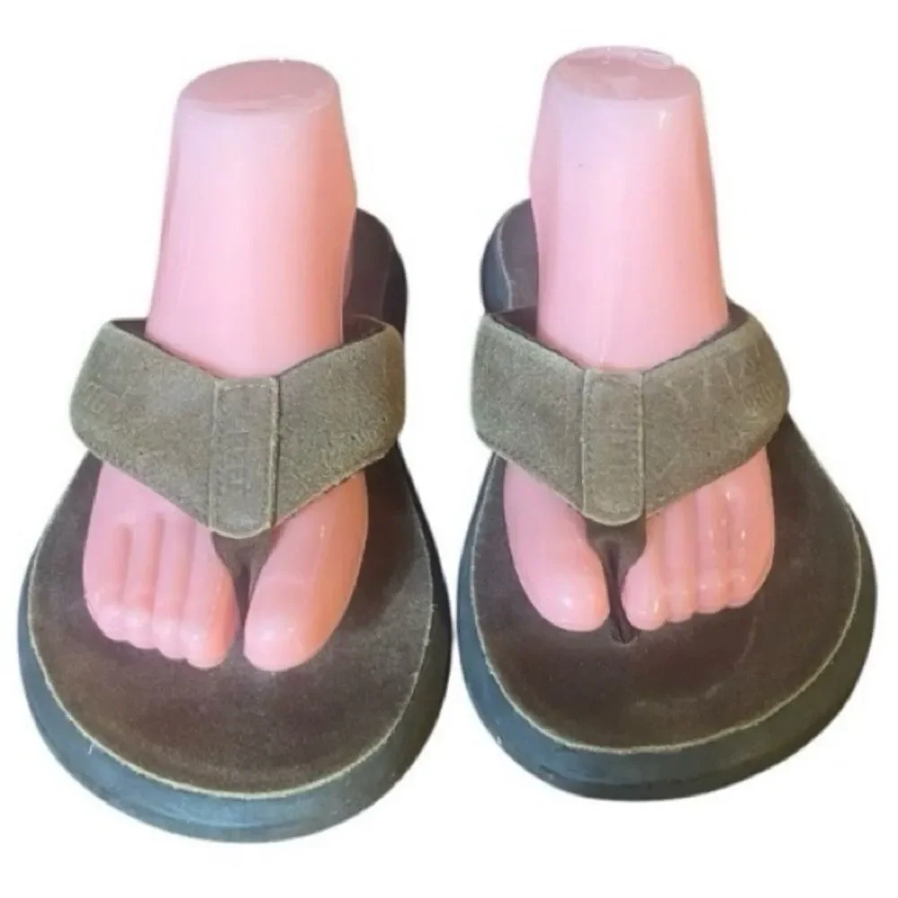 Reef Leather Tan Brown Slip On Sandal Flip Flop Shoes Men’s Sz 9